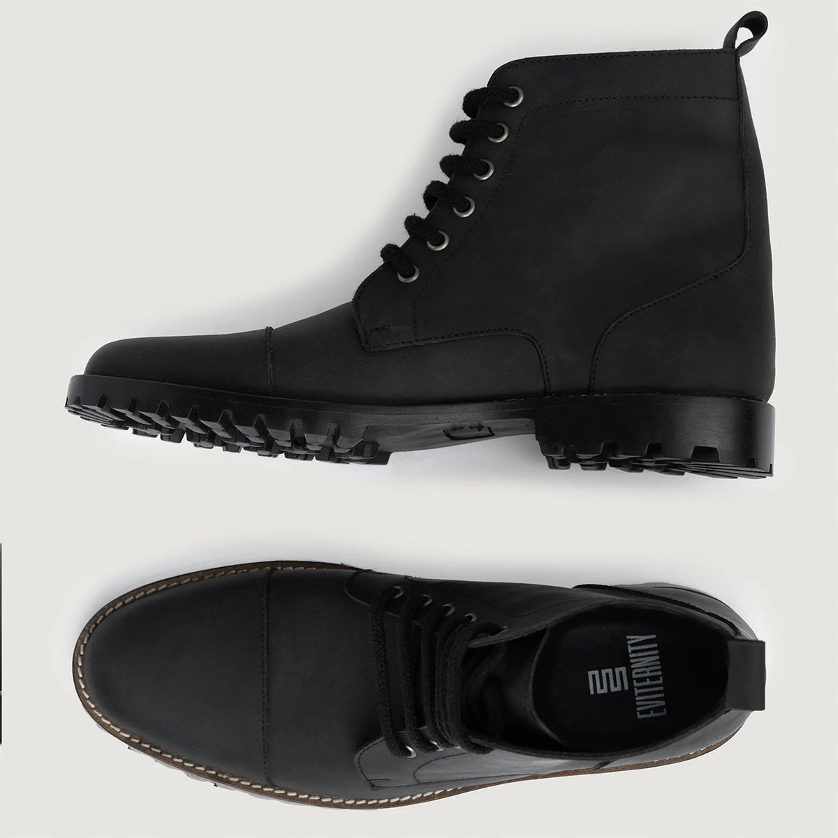 Knight Derby Matte Black Pullup Leather Boots TerraGrip For Men - Megerősített sarokkéreg és dupla precíziós varrás