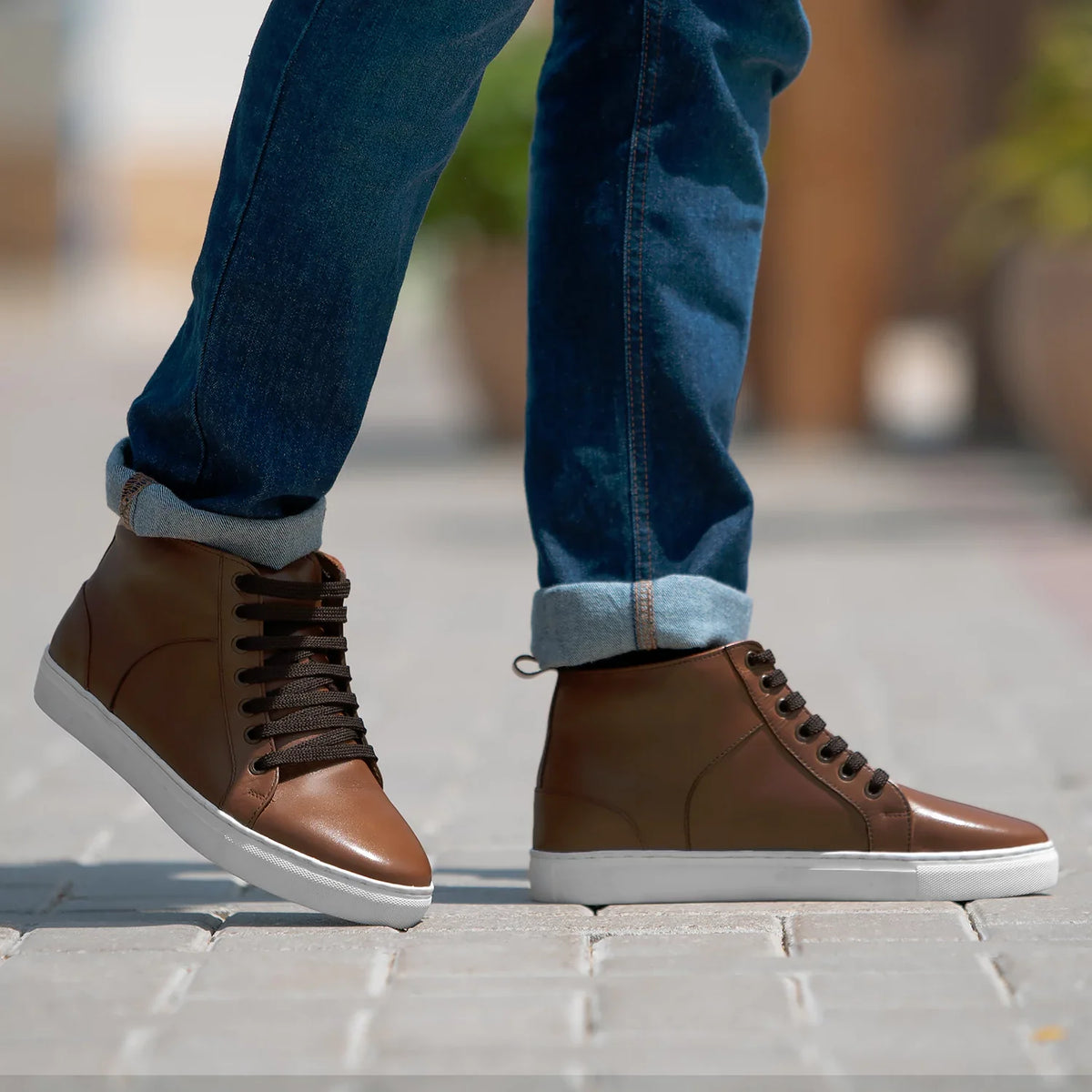 Orlaven Marty High Top Világosbarna Bőr sneakerek Férfi footwear image 9