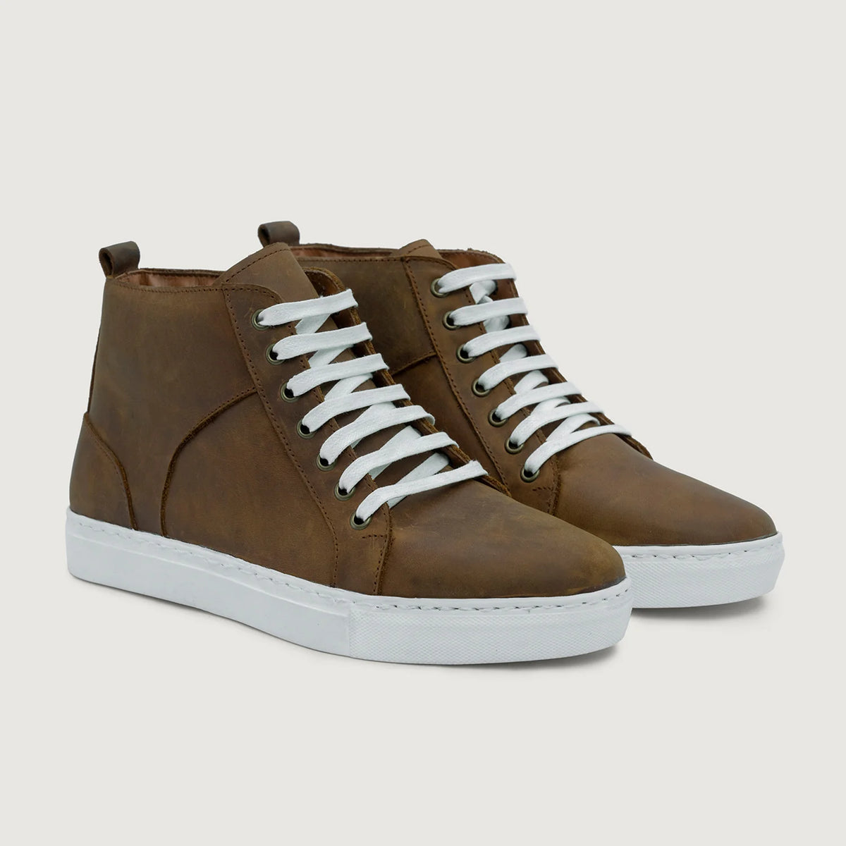 Marty High Top Burnt Copper Pullup Bőr sneakerek Férfi For Men in Burnt Copper Full-Grain Leather - Oldalnézet | Online vásárlás