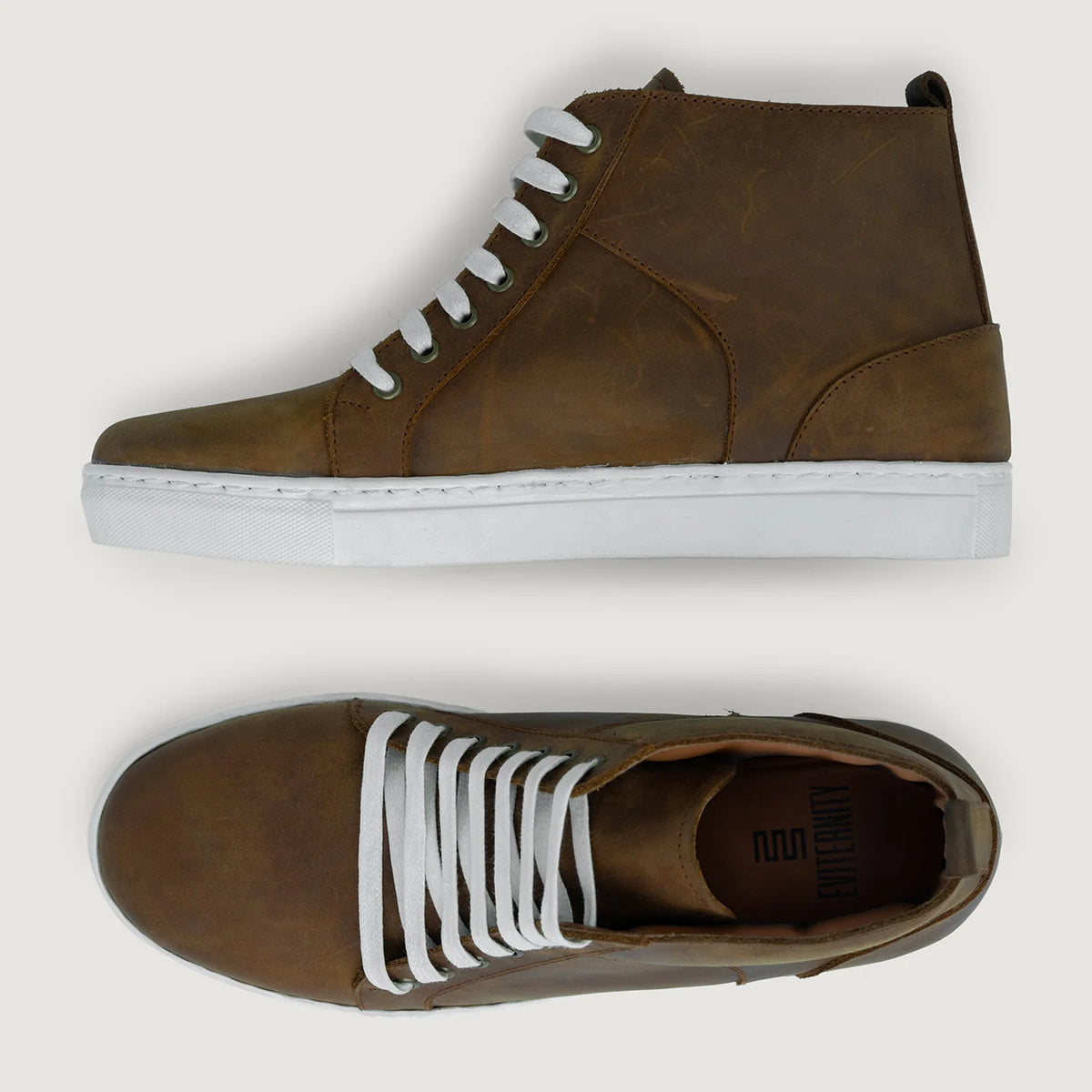 High-Traction Rubber Outsole & Lug Tread Pattern on Marty High Top Burnt Copper Pullup Bőr sneakerek Férfi For Men