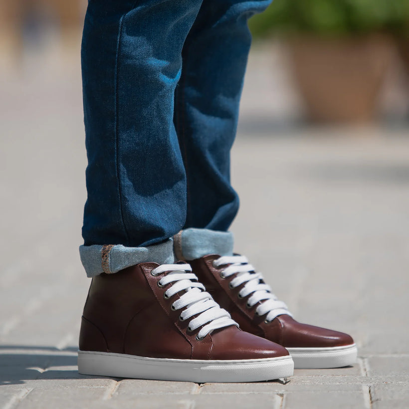 Marty High Top Gesztenyebarna Bőr sneakerek Férfi