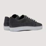 Grey Goatskin Suede Leather Sneakers - Goodyear Welt Construction & Front Toe Box Detail
