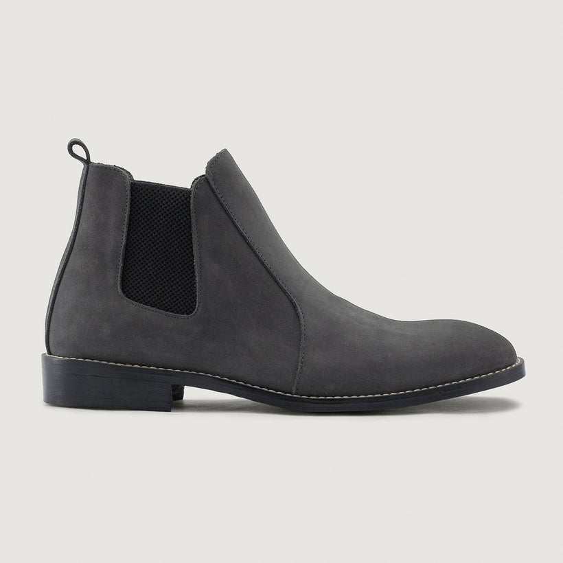 Clarkson Chelsea Grey Nubuck Leather Boots - StudGuard férfi