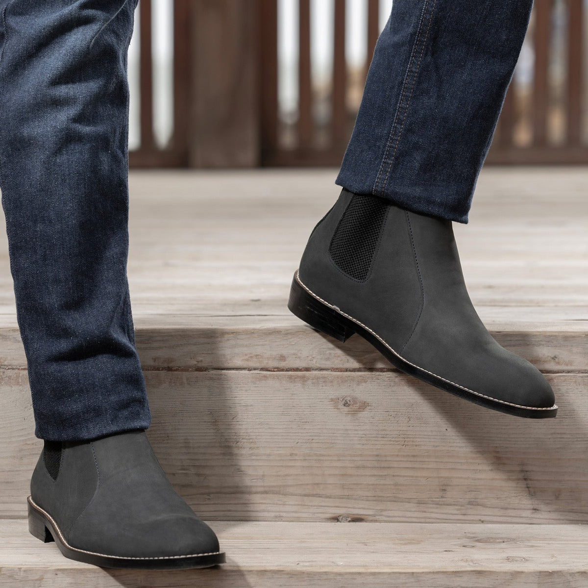 Orlaven Clarkson Chelsea Grey Nubuck Bőrbakancsok - StudGuard Férfi footwear image 9