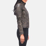 
Distressed Brown Goatskin Leather Biker Jacket - Hátulnézet precíz vállilleszkedéssel és tiszta szegéllyel