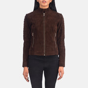 
Adalyn Steppelt Mocha Suede Bőr Motoros Dzseki Női in Mocha Brown Goatskin Suede - Elölnézet & testre szabott sziluett | Online vásárlás