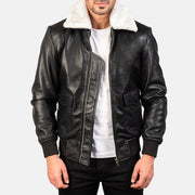 
Airin G-1 Black & White Leather Bomber Jacket in Black Sheepskin Leather - Elölnézet & testre szabott sziluett | Online vásárlás