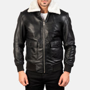 
Közeli részlet of Shirt with Removable Fur & Zipper Hardware on Airin G-1 Black & White Leather Bomber Jacket