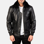 
Airin G-1 Fekete Bőr Bomber Dzseki Férfi in Black Sheepskin Leather - Elölnézet & testre szabott sziluett | Online vásárlás