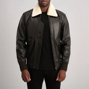 
Airin G-1 Barna & Cream Bőr Bomber Dzseki Férfi in Brown Sheepskin Leather - Elölnézet & testre szabott sziluett | Online vásárlás