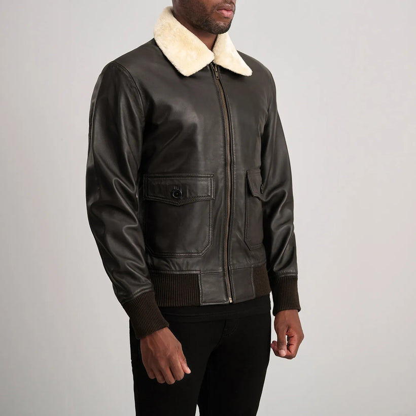 Airin G-1 Barna & Cream Bőr bomber dzseki férfi