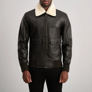 
Közeli részlet of Shirt with Removable Fur & Zipper Hardware on Airin G-1 Barna & Cream Bőr Bomber Dzseki Férfi