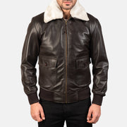 
Közeli részlet of Shirt with Removable Fur & Zipper Hardware on Airin G-1 Barna Bőr Bomber Dzseki Férfi