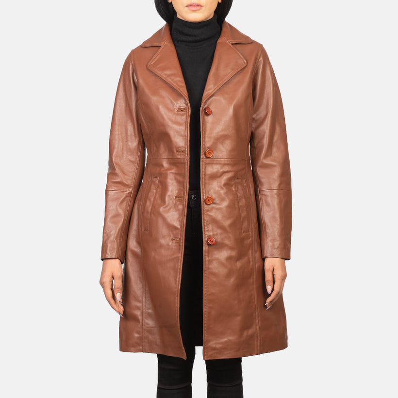 Alexis Barna Single Breasted Leather Coat női