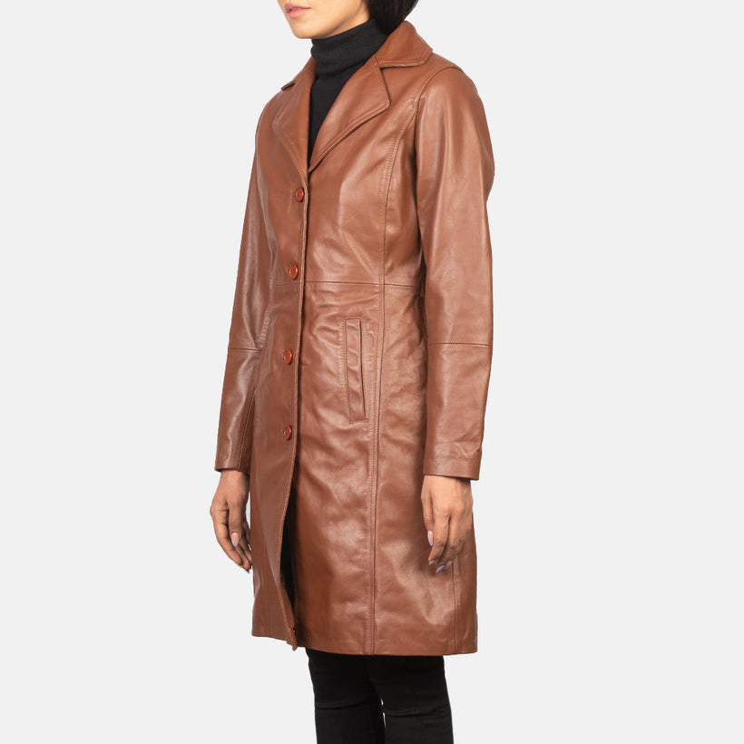 Alexis Barna Single Breasted Leather Coat női