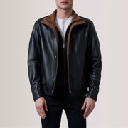 
Alfred Brown Leather Bomber Jacket For Men in Brown Sheepskin Leather - Elölnézet & testre szabott sziluett | Online vásárlás