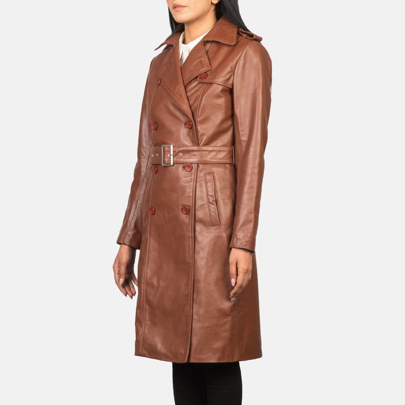 Alice Barna Double Breasted Leather Coat női