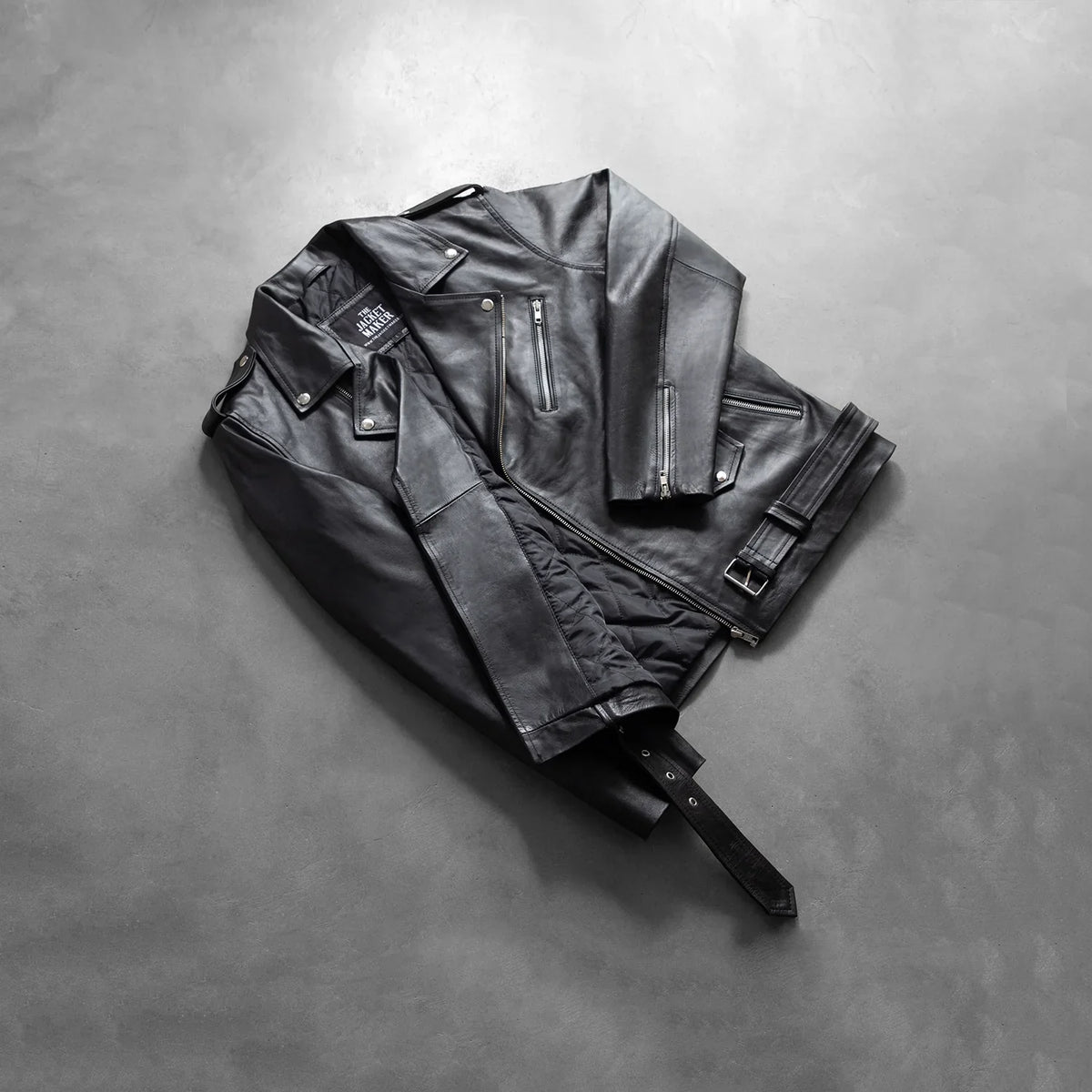 
Kézműves szegélykialakítás Allaric Alley Black Leather Biker Jacket