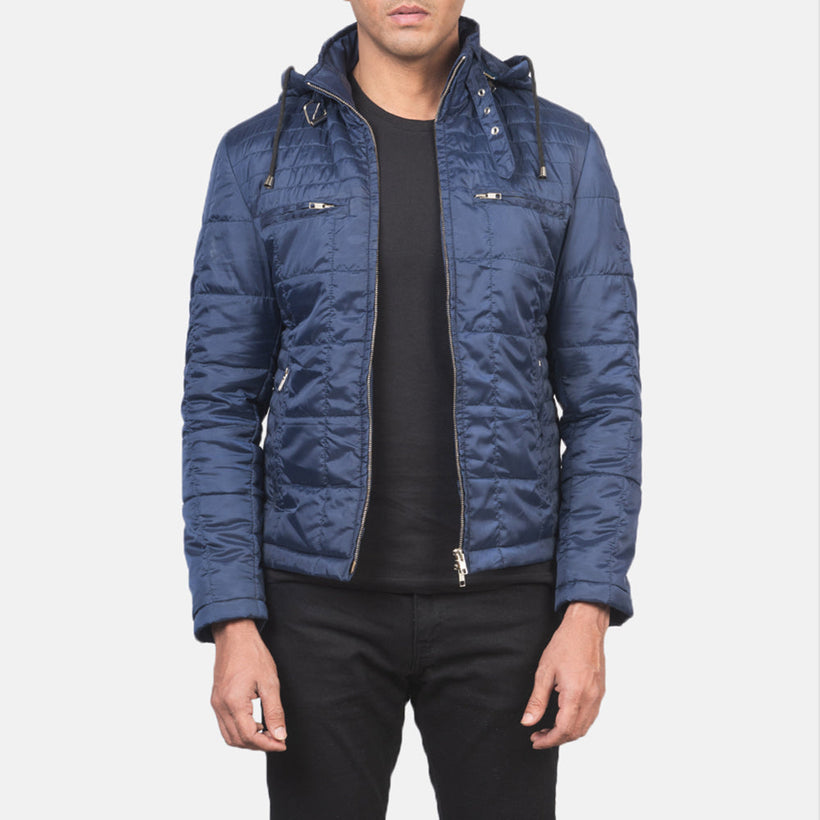 Alps Quilted Blue Hooded Windbreaker Bőrdzseki férfi