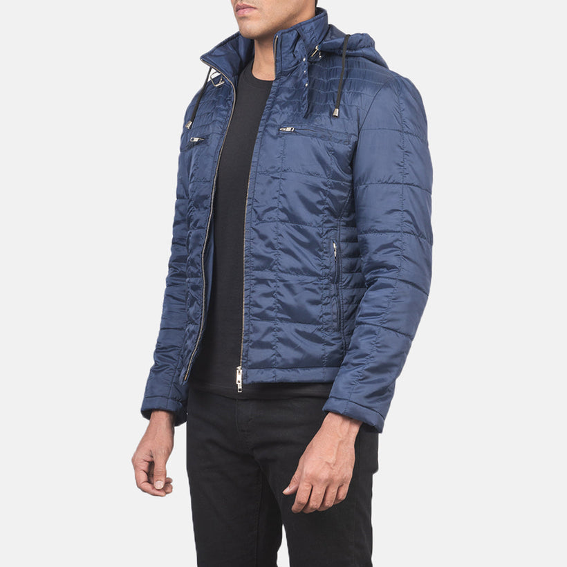 Alps Quilted Blue Hooded Windbreaker Bőrdzseki férfi