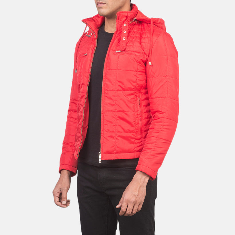 Alps Quilted Piros Hooded Windbreaker Bőrdzseki férfi