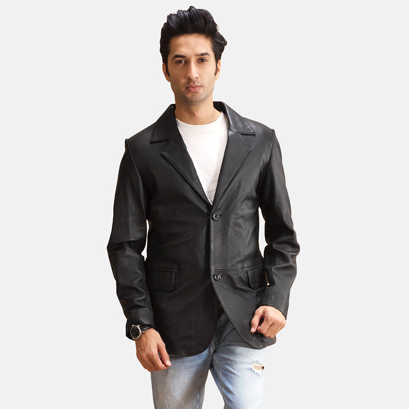 Alyson Fekete Leather Blazer férfi