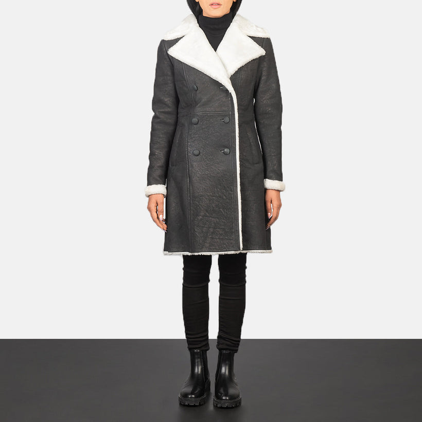 Amie Fekete Double-Breasted Shearling Coat női
