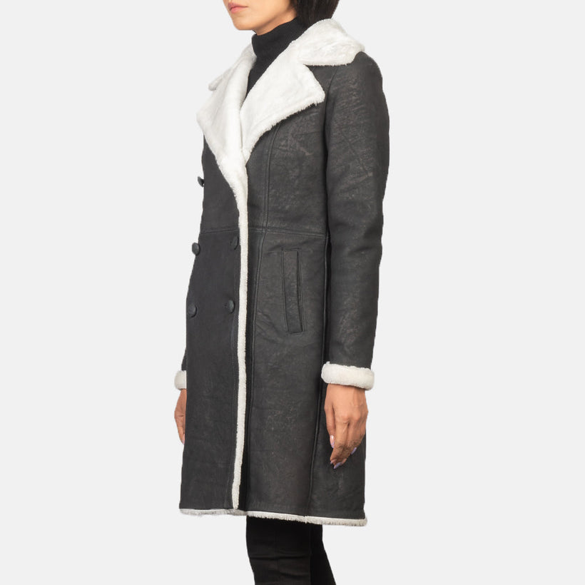 Amie Fekete Double-Breasted Shearling Coat női