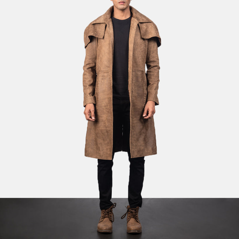 Army Barna Leather Duster férfi