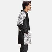 
Black & White Sheepskin Dip &Amp; Dye Leather Coat - Hátulnézet precíz vállilleszkedéssel és tiszta szegéllyel