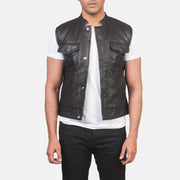 
Atlas Moto Barna Bőrmellény Férfi in Brown Sheepskin Leather - Elölnézet & testre szabott sziluett | Online vásárlás