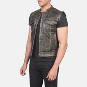 
Distressed Brown Sheepskin Leather Biker Jacket - Hátulnézet precíz vállilleszkedéssel és tiszta szegéllyel