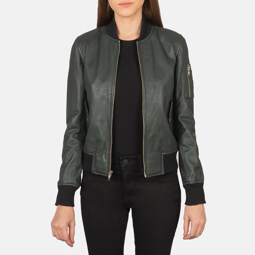 Ava MA-1 Green Bőr bomber dzseki női