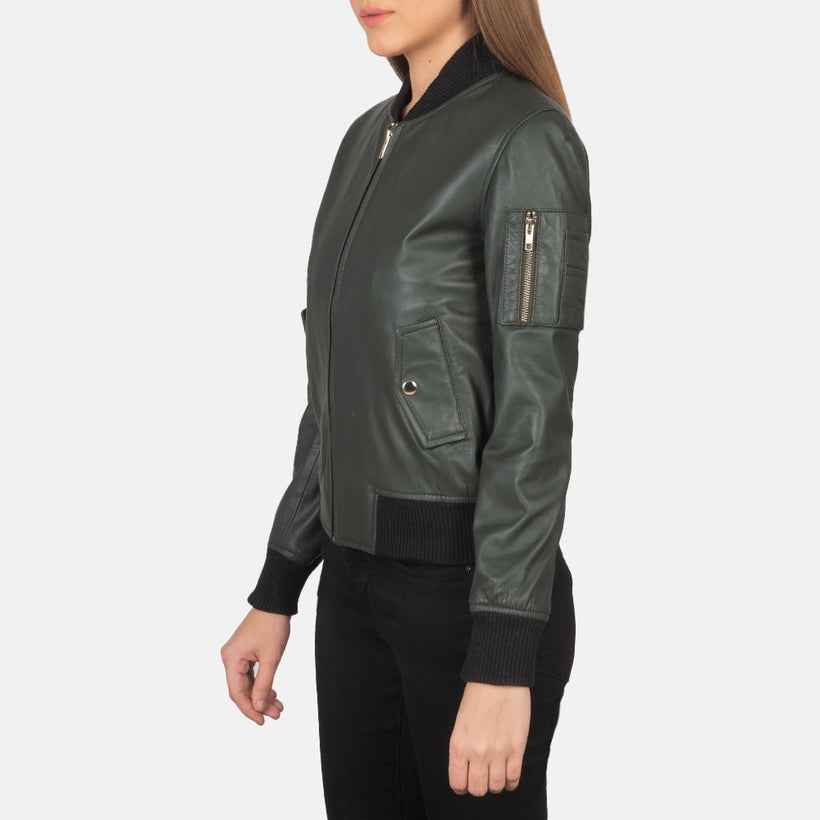 Ava MA-1 Green Bőr bomber dzseki női