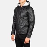 
Black Sheepskin Leather Bomber Jacket - Hátulnézet precíz vállilleszkedéssel és tiszta szegéllyel