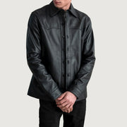 
Bronco Fekete Leather Shirt Férfi in Black Sheepskin Leather - Elölnézet & testre szabott sziluett | Online vásárlás