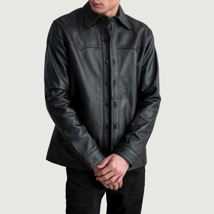 Bronco Fekete Leather Shirt férfi