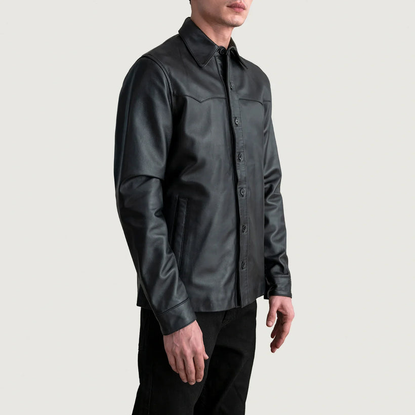 Bronco Fekete Leather Shirt férfi