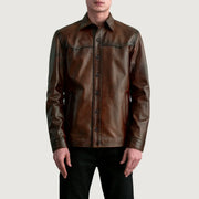 
Bronco Distressed Barna Leather Shirt Férfi - Oldalnézet az ergonomikus ujjkialakítással