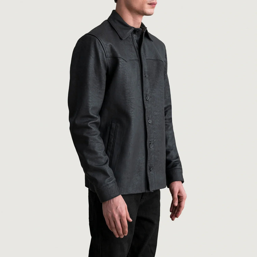 Bronco Tumbled Fekete Leather Shirt férfi