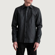 
Bronco Tumbled Fekete Leather Shirt Férfi - Oldalnézet az ergonomikus ujjkialakítással