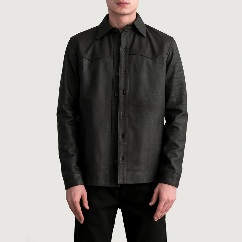 Bronco Tumbled Barna Leather Shirt férfi
