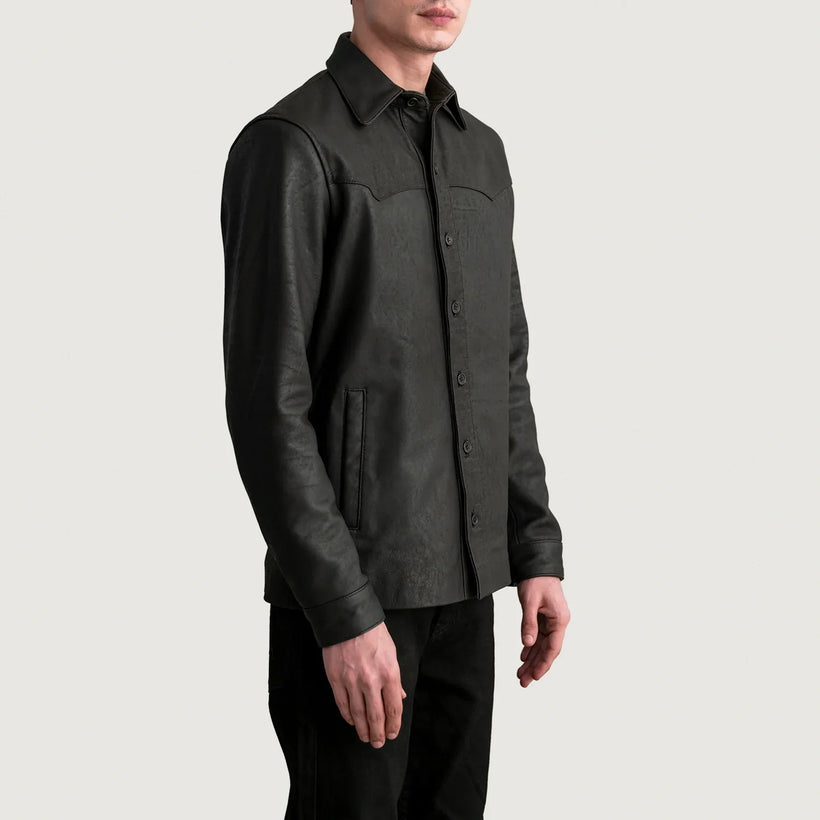 Bronco Tumbled Barna Leather Shirt férfi
