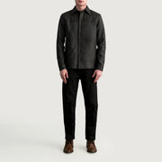 
Közeli részlet of Shirt & Buttons Hardware on Bronco Tumbled Barna Leather Shirt Férfi