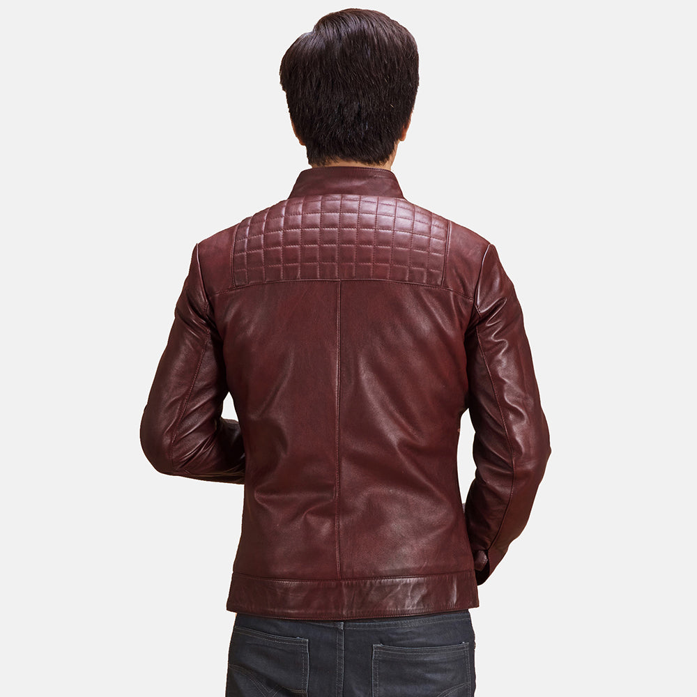 
Közeli részlet of Band with Snap Button & Zipper Hardware on Burgunn Dee Gesztenyebarna Bőr Motoros Dzseki Férfi