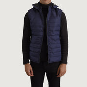 
Carlo Kék Kapucnis steppelt mellény Férfi in Blue Full-Grain Leather - Elölnézet & testre szabott sziluett | Online vásárlás