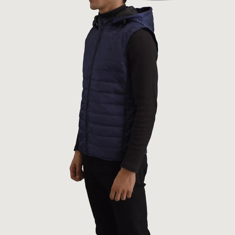 Carlo Blue Hooded Puffer Vest férfi