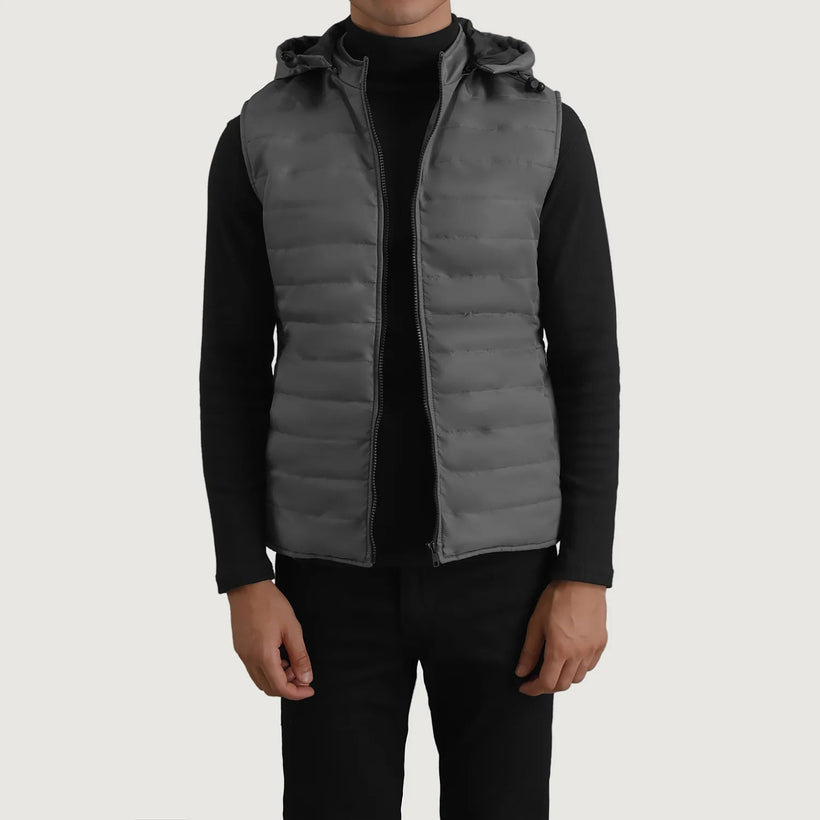 Carlo Grey Hooded Puffer Vest férfi