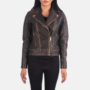 
Carolyn Quilted Vintage Brown Biker Jacket in Vintage Brown Goatskin Leather - Elölnézet & testre szabott sziluett | Online vásárlás