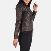 
Vintage Brown Goatskin Leather Biker Jacket - Hátulnézet precíz vállilleszkedéssel és tiszta szegéllyel